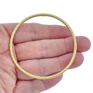 Vintage Sterling Silver 925 Gold-Tone Twisted Rope Bangle Bracelet 8.25"